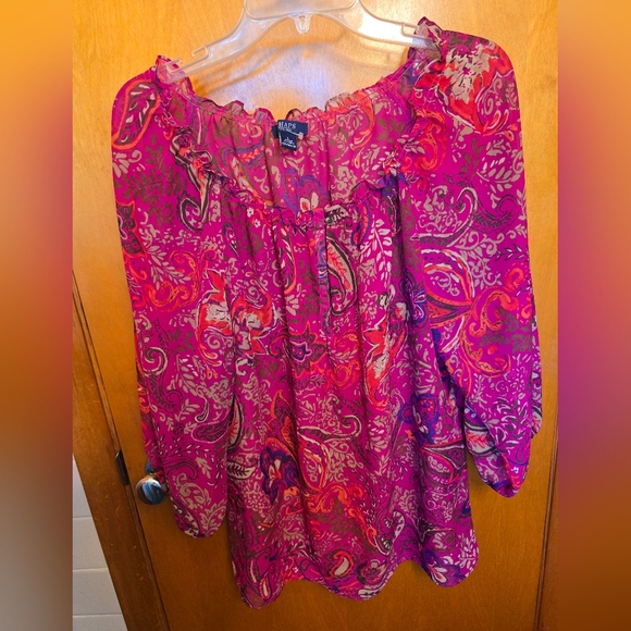 Womens Chaps sheer 3/4 sleeve top - Picture 1 of 11